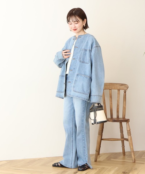 AMERICAN HOLIC（アメリカンホリック）の「セミフレアデニムパンツ（デニムパンツ・レディース・ライトインディゴブルー/ワンウォッシュ・S/M/L）」の3枚目の写真