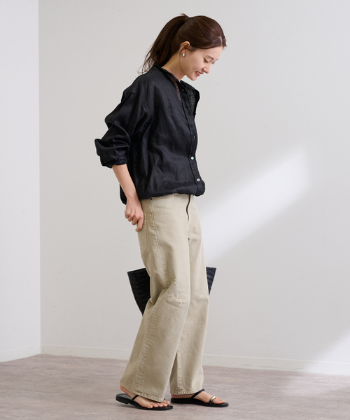 FRAMeWORK（フレームワーク）の「≪WEB先行 / 追加≫フレンチリネンドロストシャツ（シャツ/ブラウス・レディース・ホワイト/ブラック/ネイビー・FREE）」の14枚目の写真