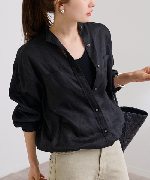 FRAMeWORK（フレームワーク）の「≪WEB先行 / 追加≫フレンチリネンドロストシャツ（シャツ/ブラウス・レディース・ホワイト/ブラック/ネイビー・FREE）」の17枚目の写真