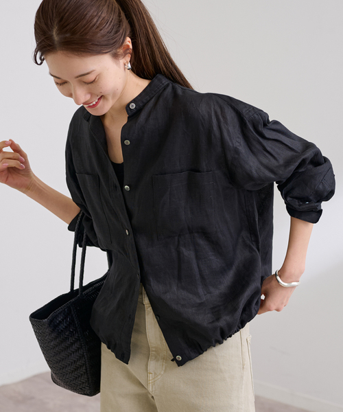 FRAMeWORK（フレームワーク）の「≪WEB先行 / 追加≫フレンチリネンドロストシャツ（シャツ/ブラウス・レディース・ホワイト/ブラック/ネイビー・FREE）」の19枚目の写真