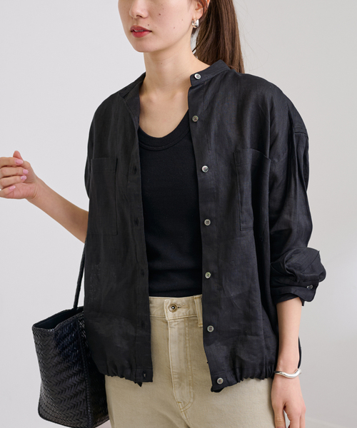 FRAMeWORK（フレームワーク）の「≪WEB先行 / 追加≫フレンチリネンドロストシャツ（シャツ/ブラウス・レディース・ホワイト/ブラック/ネイビー・FREE）」の21枚目の写真