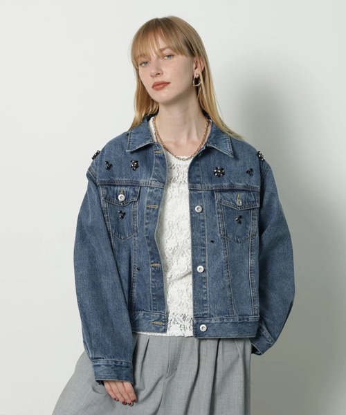 【新品】CADUNE ビジュー付 Gジャン ビジュー付きGジャン（その他アウター）｜CADUNE（カデュネ）の