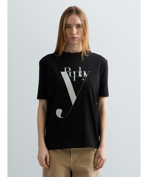 REPLAY(リプレイ)の「コットンジャージーY Tシャツ(Tシャツ/カットソー・レディース・ブラック/オフホワイト・MEDIUM/SMALL/X-SMALL)」の1枚目の写真
