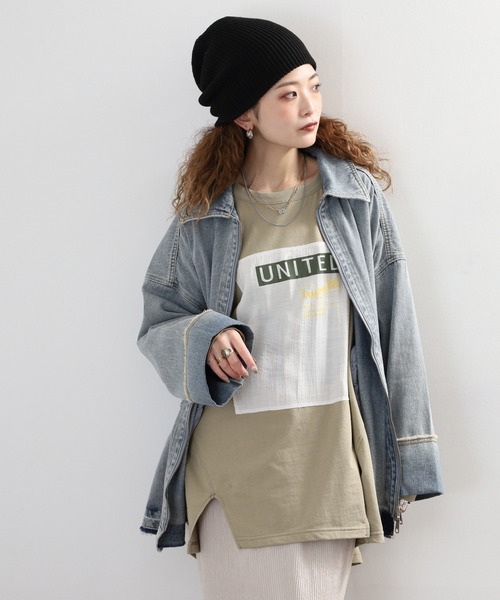 Arinomama(アリノママ)の「+Arinomama 透かしパッチーワークロゴT 長袖(Tシャツ/カットソー・レディース・ブラック/ライトグリーン/アイボリー/ライトブルー・FREE)」の3枚目の写真