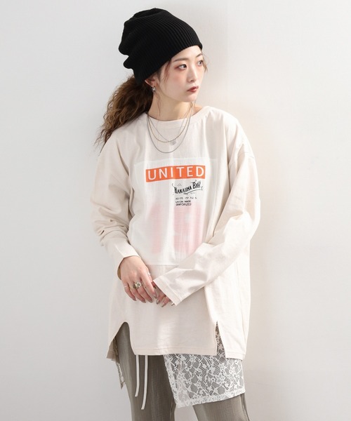 Arinomama(アリノママ)の「+Arinomama 透かしパッチーワークロゴT 長袖(Tシャツ/カットソー・レディース・ブラック/ライトグリーン/アイボリー/ライトブルー・FREE)」の2枚目の写真