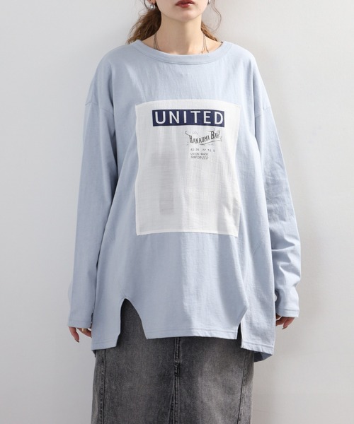Arinomama(アリノママ)の「+Arinomama 透かしパッチーワークロゴT 長袖(Tシャツ/カットソー・レディース・ブラック/ライトグリーン/アイボリー/ライトブルー・FREE)」の16枚目の写真