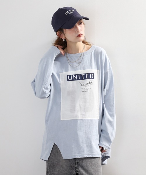 Arinomama(アリノママ)の「+Arinomama 透かしパッチーワークロゴT 長袖(Tシャツ/カットソー・レディース・ブラック/ライトグリーン/アイボリー/ライトブルー・FREE)」の10枚目の写真
