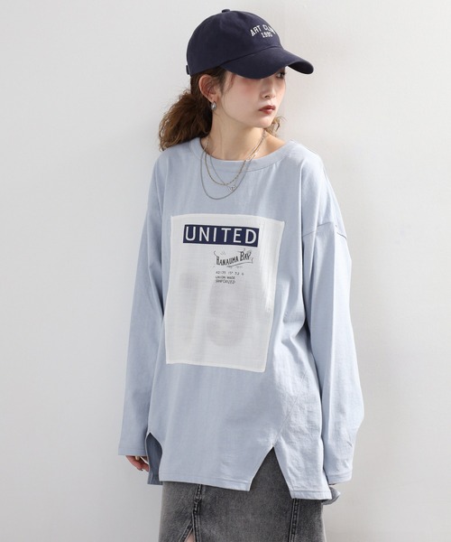 Arinomama(アリノママ)の「+Arinomama 透かしパッチーワークロゴT 長袖(Tシャツ/カットソー・レディース・ブラック/ライトグリーン/アイボリー/ライトブルー・FREE)」の13枚目の写真
