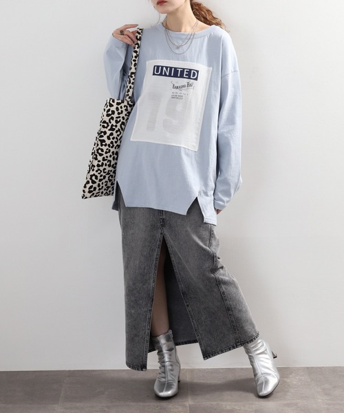 Arinomama(アリノママ)の「+Arinomama 透かしパッチーワークロゴT 長袖(Tシャツ/カットソー・レディース・ブラック/ライトグリーン/アイボリー/ライトブルー・FREE)」の14枚目の写真