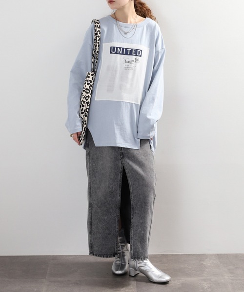 Arinomama(アリノママ)の「+Arinomama 透かしパッチーワークロゴT 長袖(Tシャツ/カットソー・レディース・ブラック/ライトグリーン/アイボリー/ライトブルー・FREE)」の15枚目の写真