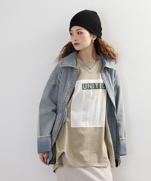 Arinomama(アリノママ)の「+Arinomama 透かしパッチーワークロゴT 長袖(Tシャツ/カットソー・レディース・ブラック/ライトグリーン/アイボリー/ライトブルー・FREE)」の6枚目の写真