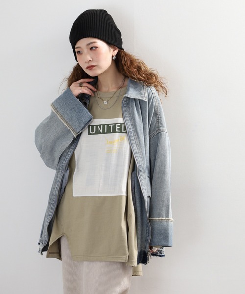 Arinomama(アリノママ)の「+Arinomama 透かしパッチーワークロゴT 長袖(Tシャツ/カットソー・レディース・ブラック/ライトグリーン/アイボリー/ライトブルー・FREE)」の7枚目の写真