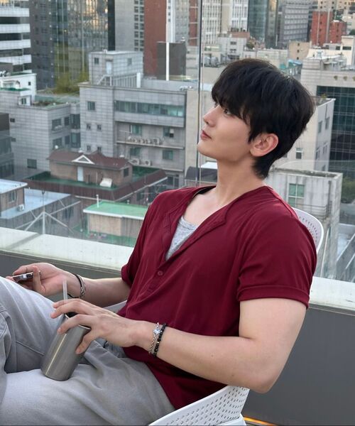 NOIRER（ノイア）の「レイヤードヘンリーネックハーフスリーブTシャツ（ワイングレー）（Tシャツ/カットソー・メンズ・その他・48/50/52）」の7枚目の写真
