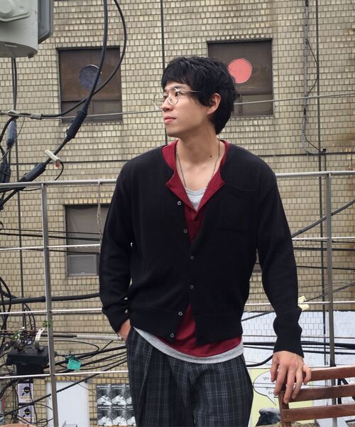 NOIRER（ノイア）の「レイヤードヘンリーネックハーフスリーブTシャツ（ワイングレー）（Tシャツ/カットソー・メンズ・その他・48/50/52）」の8枚目の写真