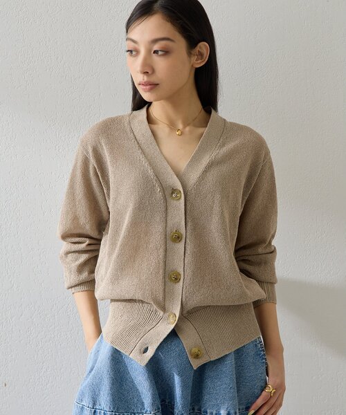 Whim Gazette（ウィムガゼット）の「Vネックペーパーヤーンカーディガン（カーディガン/ボレロ・レディース・チャコールグレー/ライトベージュ/モカ・FREE）」の22枚目の写真