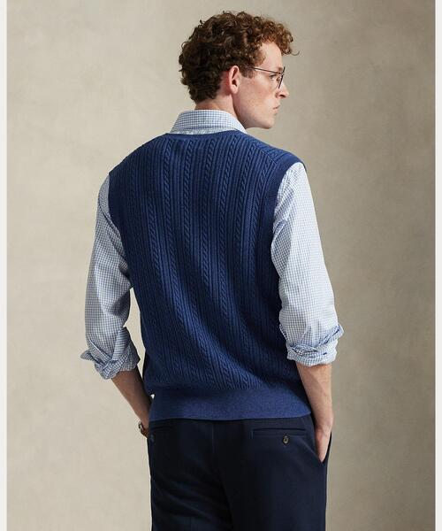POLO RALPH LAUREN(ポロ ラルフ ローレン)の「ケーブルニット コットン セーター ベスト(ニット/セーター・メンズ・ネイビー系1・XS/XL/S/M/L)」の5枚目の写真