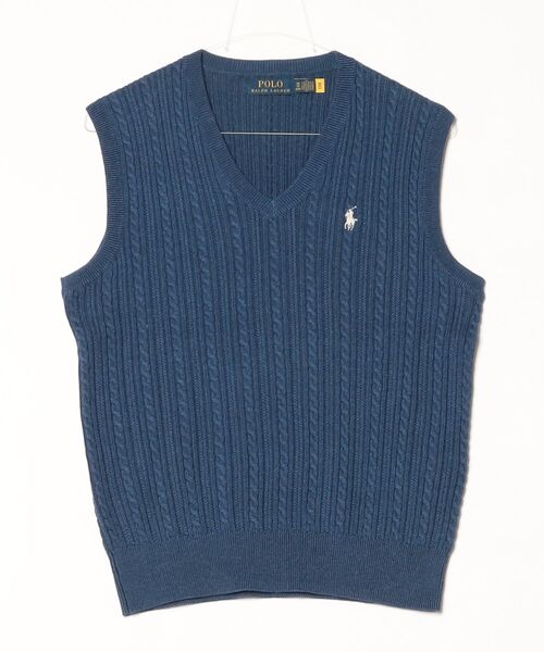 POLO RALPH LAUREN(ポロ ラルフ ローレン)の「ケーブルニット コットン セーター ベスト(ニット/セーター・メンズ・ネイビー系1・XS/XL/S/M/L)」の3枚目の写真