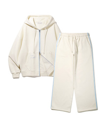 BAKKEN（バッケン）の「[SET] ポイントポケットレタリング刺繍フードジップアップセミワイドスウェットパンツセットアップ（パーカー）」