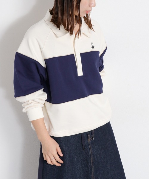 cepo(セポ)の「BLUEDY クマ刺繍ロングスリーブポロシャツ(Tシャツ/カットソー・レディース・サックスブルー/オフホワイト・M)」の14枚目の写真