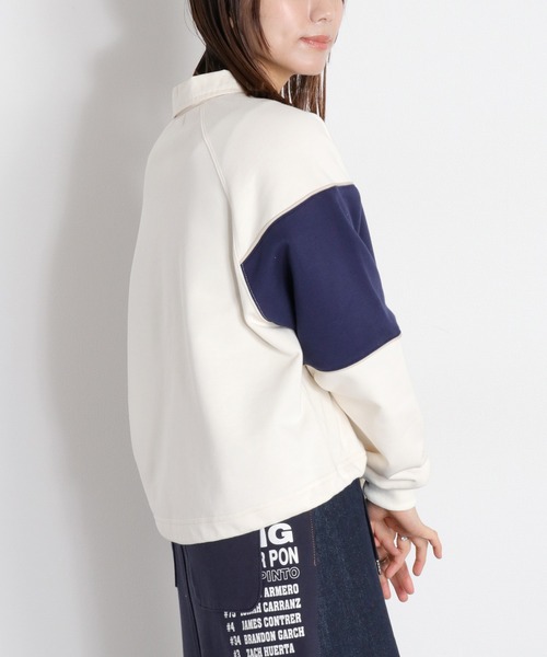 cepo(セポ)の「BLUEDY クマ刺繍ロングスリーブポロシャツ(Tシャツ/カットソー・レディース・サックスブルー/オフホワイト・M)」の13枚目の写真