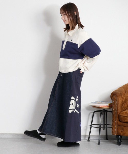cepo(セポ)の「BLUEDY クマ刺繍ロングスリーブポロシャツ(Tシャツ/カットソー・レディース・サックスブルー/オフホワイト・M)」の4枚目の写真