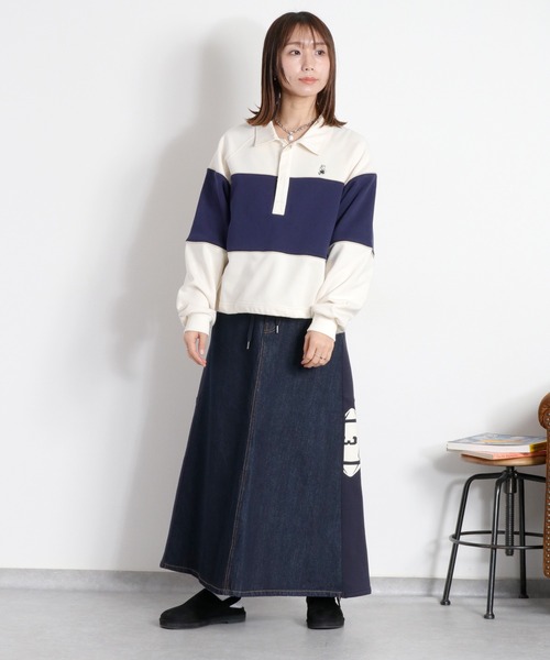 cepo(セポ)の「BLUEDY クマ刺繍ロングスリーブポロシャツ(Tシャツ/カットソー・レディース・サックスブルー/オフホワイト・M)」の3枚目の写真