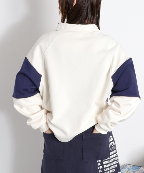 cepo(セポ)の「BLUEDY クマ刺繍ロングスリーブポロシャツ(Tシャツ/カットソー・レディース・サックスブルー/オフホワイト・M)」の12枚目の写真