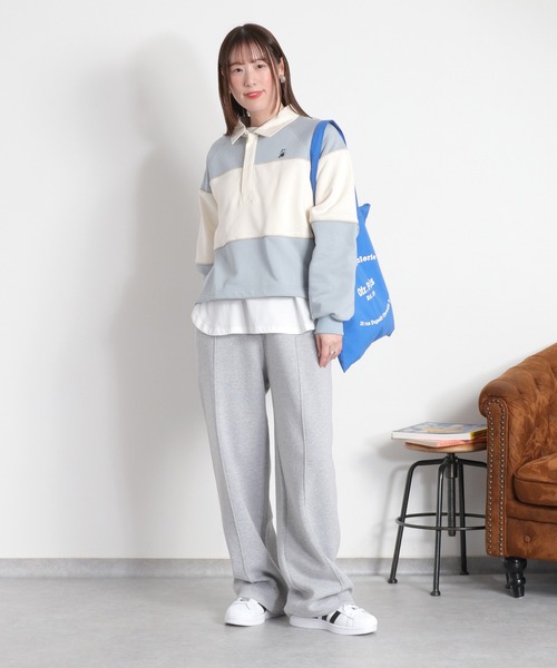 cepo(セポ)の「BLUEDY クマ刺繍ロングスリーブポロシャツ(Tシャツ/カットソー・レディース・サックスブルー/オフホワイト・M)」の15枚目の写真
