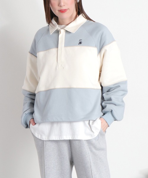 cepo(セポ)の「BLUEDY クマ刺繍ロングスリーブポロシャツ(Tシャツ/カットソー・レディース・サックスブルー/オフホワイト・M)」の21枚目の写真