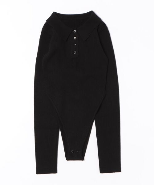 esutoreja（エストレジャ）の「ポロニットボディスーツ（ニット/セーター・レディース・ブラック/グレー/アイボリー・FREE）」の3枚目の写真