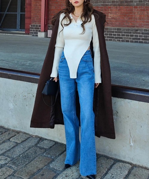 esutoreja（エストレジャ）の「ポロニットボディスーツ（ニット/セーター・レディース・ブラック/グレー/アイボリー・FREE）」の7枚目の写真