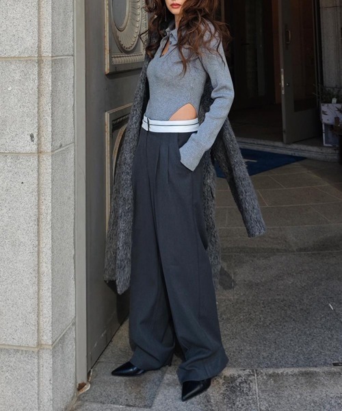 esutoreja（エストレジャ）の「ポロニットボディスーツ（ニット/セーター・レディース・ブラック/グレー/アイボリー・FREE）」の11枚目の写真