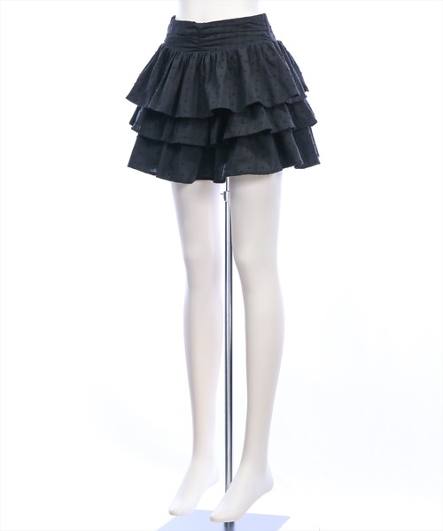 clear（クリア）の「ウエストギャザー3段ティアードミニスカート[着回し力抜群 ガーリー]（スカート・レディース・オフホワイト/ブラック・F）」の17枚目の写真