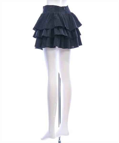 clear（クリア）の「ウエストギャザー3段ティアードミニスカート[着回し力抜群 ガーリー]（スカート・レディース・オフホワイト/ブラック・F）」の19枚目の写真