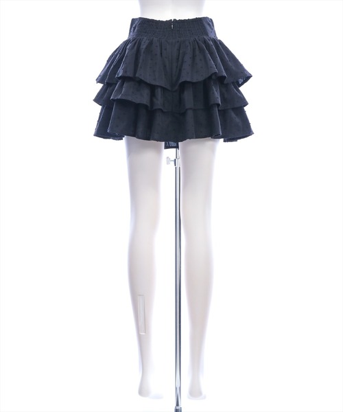 clear（クリア）の「ウエストギャザー3段ティアードミニスカート[着回し力抜群 ガーリー]（スカート・レディース・オフホワイト/ブラック・F）」の3枚目の写真