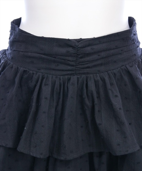 clear（クリア）の「ウエストギャザー3段ティアードミニスカート[着回し力抜群 ガーリー]（スカート・レディース・オフホワイト/ブラック・F）」の6枚目の写真