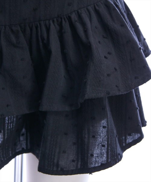 clear（クリア）の「ウエストギャザー3段ティアードミニスカート[着回し力抜群 ガーリー]（スカート・レディース・オフホワイト/ブラック・F）」の8枚目の写真