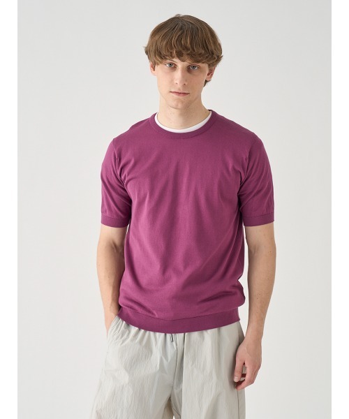 JOHN SMEDLEY（ジョンスメドレー）の「半袖コットンニットＴシャツ（ニット/セーター・メンズ・ワインレッド・L）」の3枚目の写真