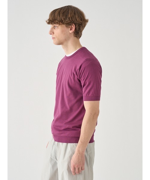 JOHN SMEDLEY（ジョンスメドレー）の「半袖コットンニットＴシャツ（ニット/セーター・メンズ・ワインレッド・L）」の4枚目の写真