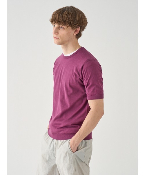 JOHN SMEDLEY（ジョンスメドレー）の「半袖コットンニットＴシャツ（ニット/セーター・メンズ・ワインレッド・L）」の5枚目の写真