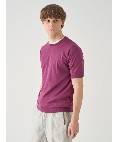 JOHN SMEDLEY（ジョンスメドレー）の「半袖コットンニットＴシャツ（ニット/セーター・メンズ・ワインレッド・L）」の6枚目の写真