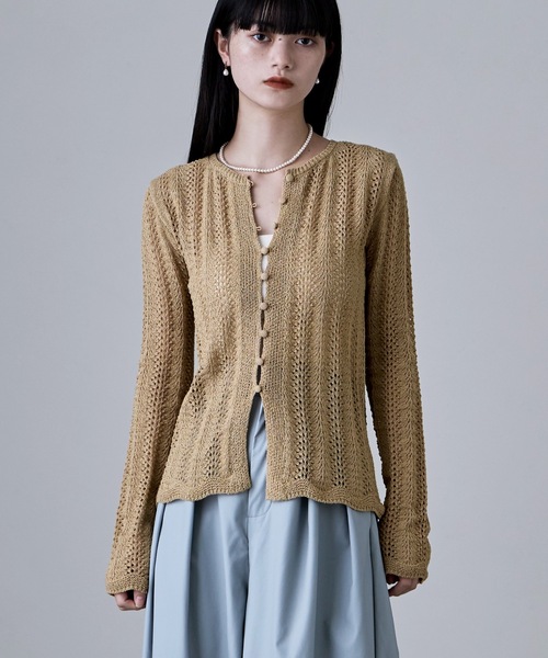 etoll.(エトル)の「ループヤーンクロシェニットカーディガン(カーディガン/ボレロ・レディース・ベージュ/ブラック/アイボリー/イエロー・FREE)」の11枚目の写真