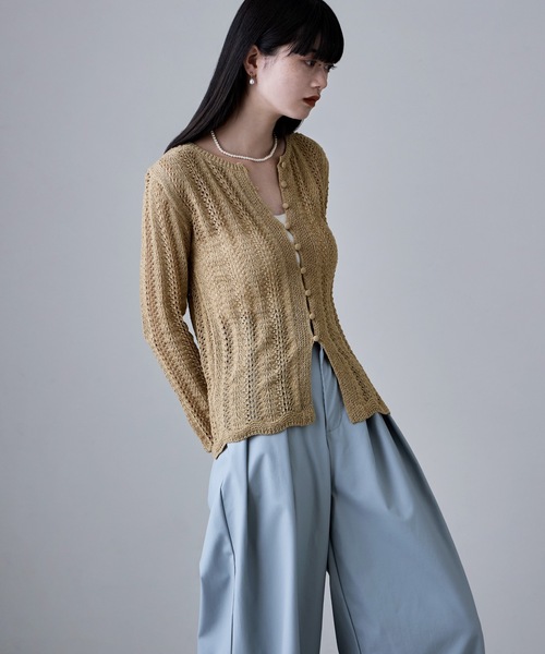 etoll.(エトル)の「ループヤーンクロシェニットカーディガン(カーディガン/ボレロ・レディース・ベージュ/ブラック/アイボリー/イエロー・FREE)」の12枚目の写真