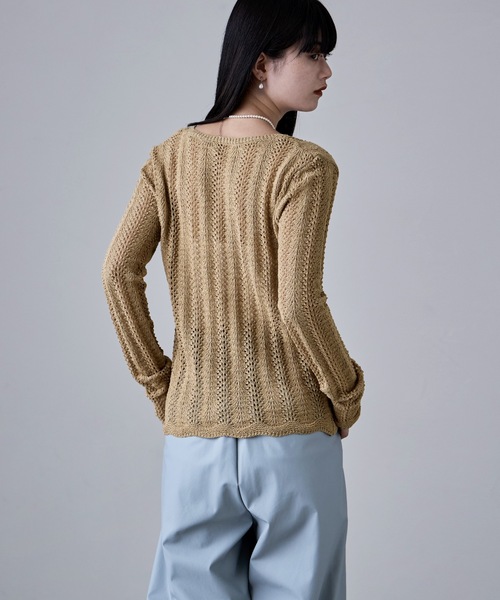 etoll.(エトル)の「ループヤーンクロシェニットカーディガン(カーディガン/ボレロ・レディース・ベージュ/ブラック/アイボリー/イエロー・FREE)」の13枚目の写真