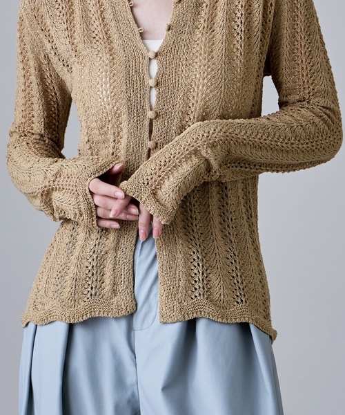 etoll.(エトル)の「ループヤーンクロシェニットカーディガン(カーディガン/ボレロ・レディース・ベージュ/ブラック/アイボリー/イエロー・FREE)」の16枚目の写真