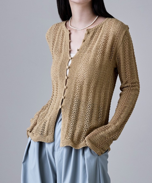 etoll.(エトル)の「ループヤーンクロシェニットカーディガン(カーディガン/ボレロ・レディース・ベージュ/ブラック/アイボリー/イエロー・FREE)」の17枚目の写真