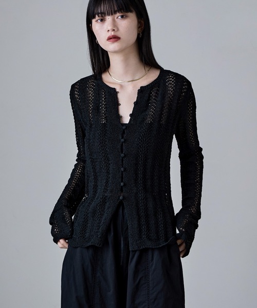 etoll.(エトル)の「ループヤーンクロシェニットカーディガン(カーディガン/ボレロ・レディース・ベージュ/ブラック/アイボリー/イエロー・FREE)」の5枚目の写真