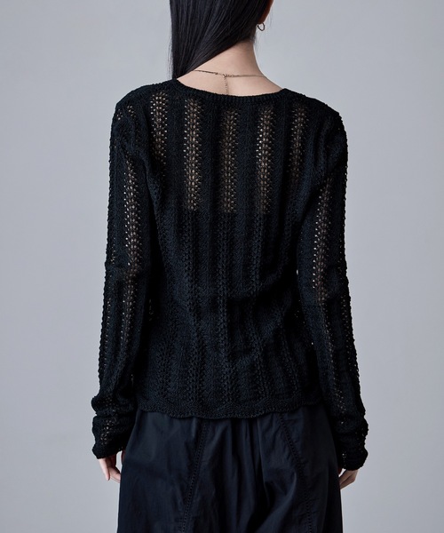 etoll.(エトル)の「ループヤーンクロシェニットカーディガン(カーディガン/ボレロ・レディース・ベージュ/ブラック/アイボリー/イエロー・FREE)」の9枚目の写真