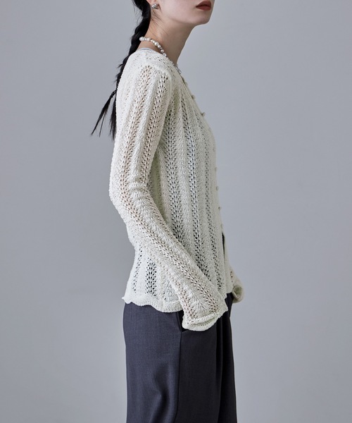 etoll.(エトル)の「ループヤーンクロシェニットカーディガン(カーディガン/ボレロ・レディース・ベージュ/ブラック/アイボリー/イエロー・FREE)」の19枚目の写真