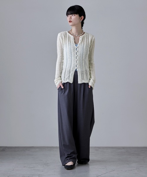 etoll.(エトル)の「ループヤーンクロシェニットカーディガン(カーディガン/ボレロ・レディース・ベージュ/ブラック/アイボリー/イエロー・FREE)」の22枚目の写真